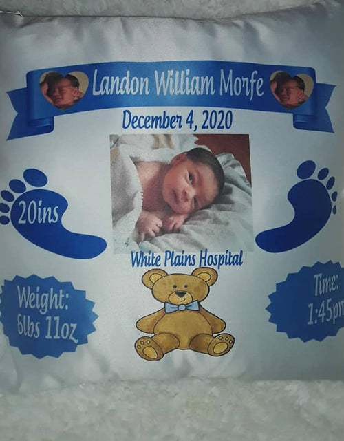 Load image into Gallery viewer, Birth Announcement/Learning Pillow
